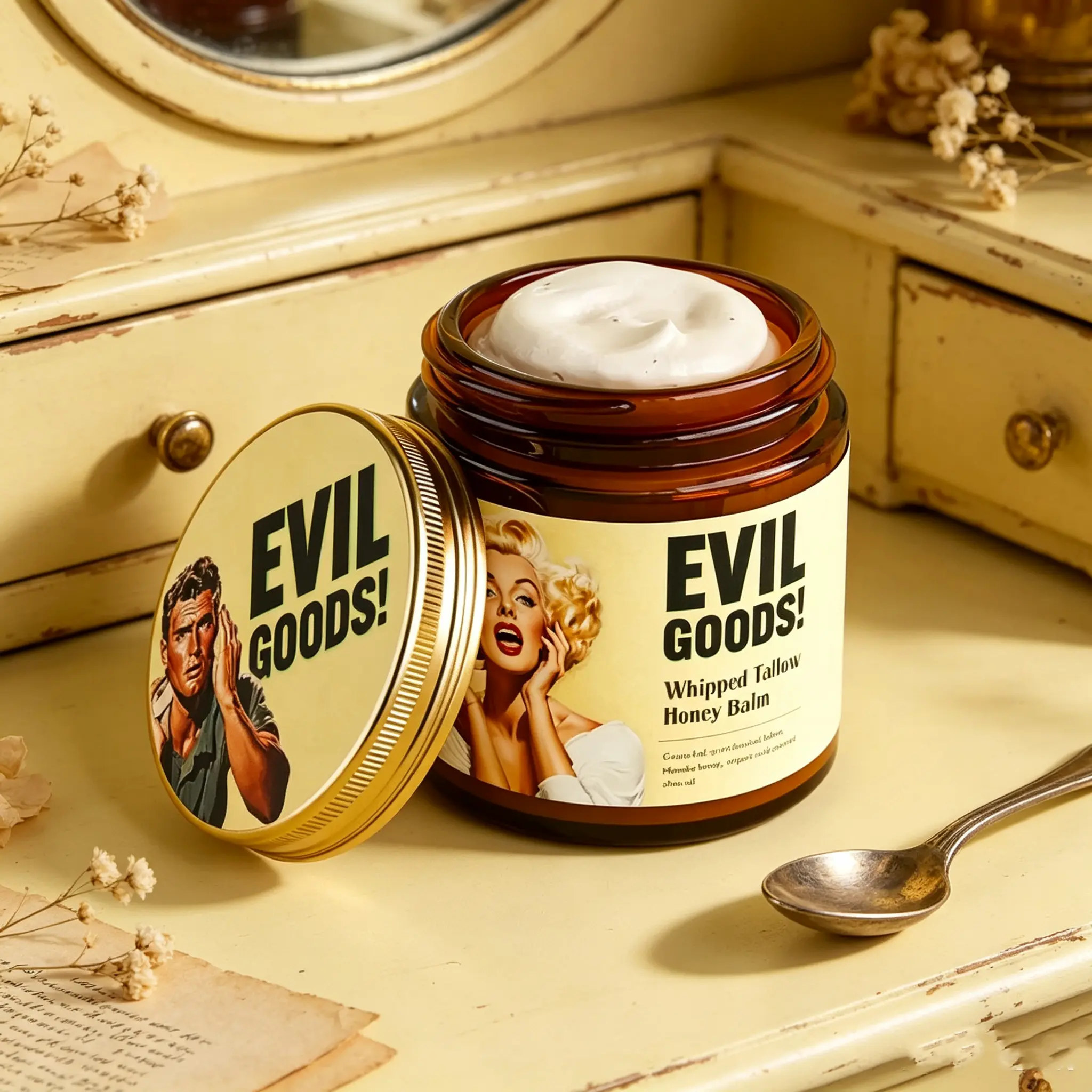 EVIL GOODS Organic Tallow & Manuka Honey Cream - Rich Nourishing Face & Body Moisturizer for Cracked, Dry Skin. Supports Skin Barrier & Locks in Deep Hydration.