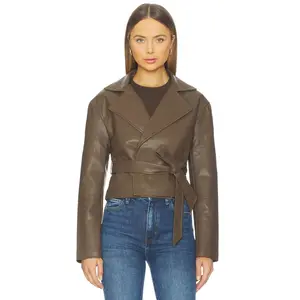MORE TO COME Olivia Faux Leather Jacket in Brown