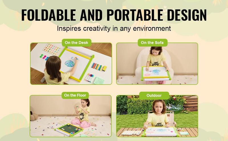 SucceBuy Children Magnetic Drawing Board 3-in-1 Double-Sided Wooden Kids Art Easel with Painting Accessories for Boys Girls Toys