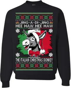 Jing a Di Jing Dominick the Italian Christmas Donkey Ugly Christmas Sweater Crewneck Sweatshirt