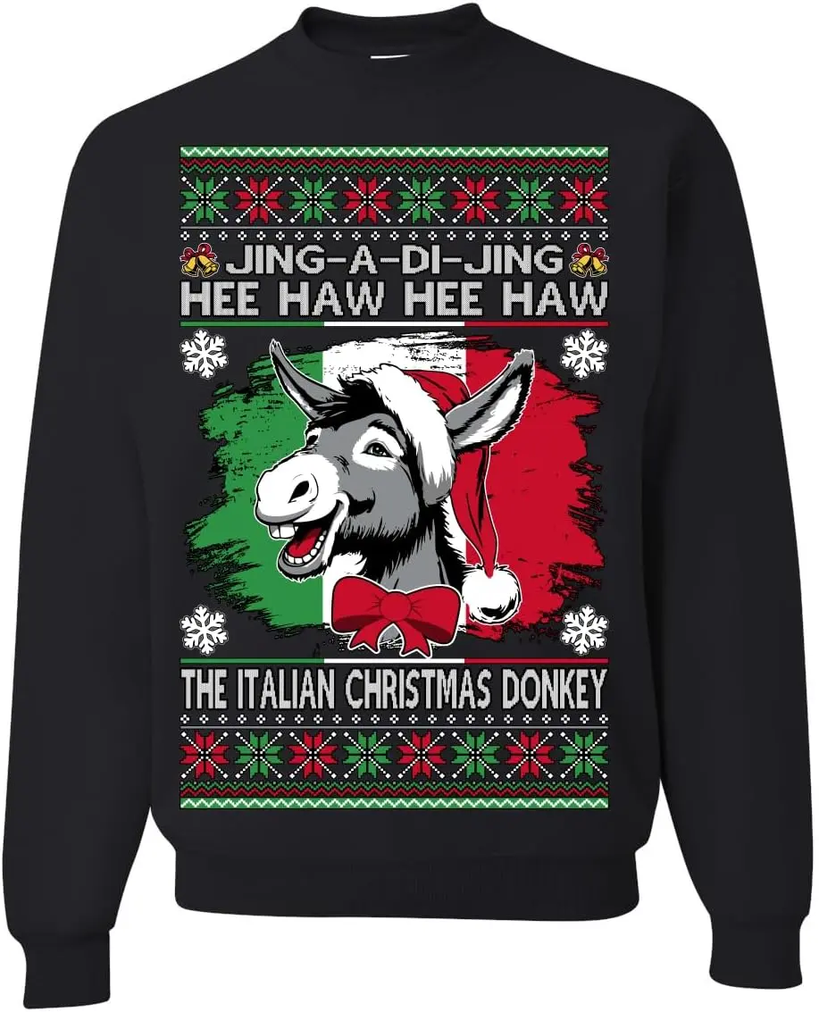 Jing a Di Jing Dominick the Italian Christmas Donkey Ugly Christmas Sweater Crewneck Sweatshirt