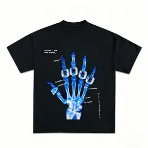 100% pure cotton Kobe Bryant "Broken but Not Defeated" X-ray ring blue vintage bootleg pattern T-shirt streetwear blue