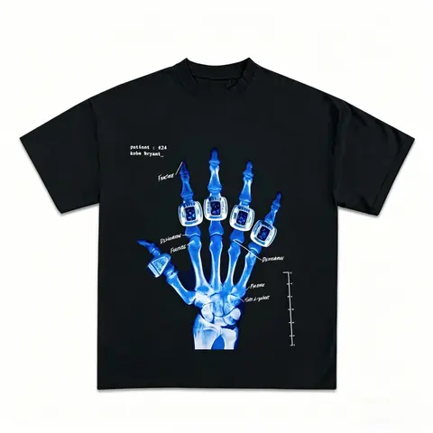 Unisex Oversized Cotton Graphic Tee - Kobe Bryant "Broken but Not Defeated" X-Ray Ring Vintage Bootleg Streetwear, Round Neck Short-Sleeve Sports Top for Everyday Wear, Graphic T Shirts, Vintage Graphic Tees
