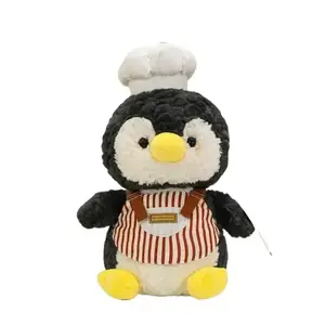 Huggable Collectible Cute Penguin Plush Toy with Chef Hat and Apron Soft Animal Decoration Gift for Collectors and Animal Lovers kawaii stuff