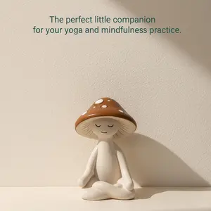 Whimsical Mushroom Resin Figurine Sculpture, Decorative Yoga Meditation Ornament, Home Office Desk Accent, Collectible Gift for Garden Room, Mother’s Day Birthday Present