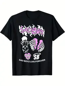Junior Sad Boyz Corridos Tumbados H Belicos Mexican Urban Music Tee - Sadboy Graphic Streetwear Shirt with SB Live Forever Text - Ultra-Soft Breathable Cotton T-Shirt for Men & Women (S-XXXL, Black) - Concerts, Festivals, Casual Attire, Festival Clothing,