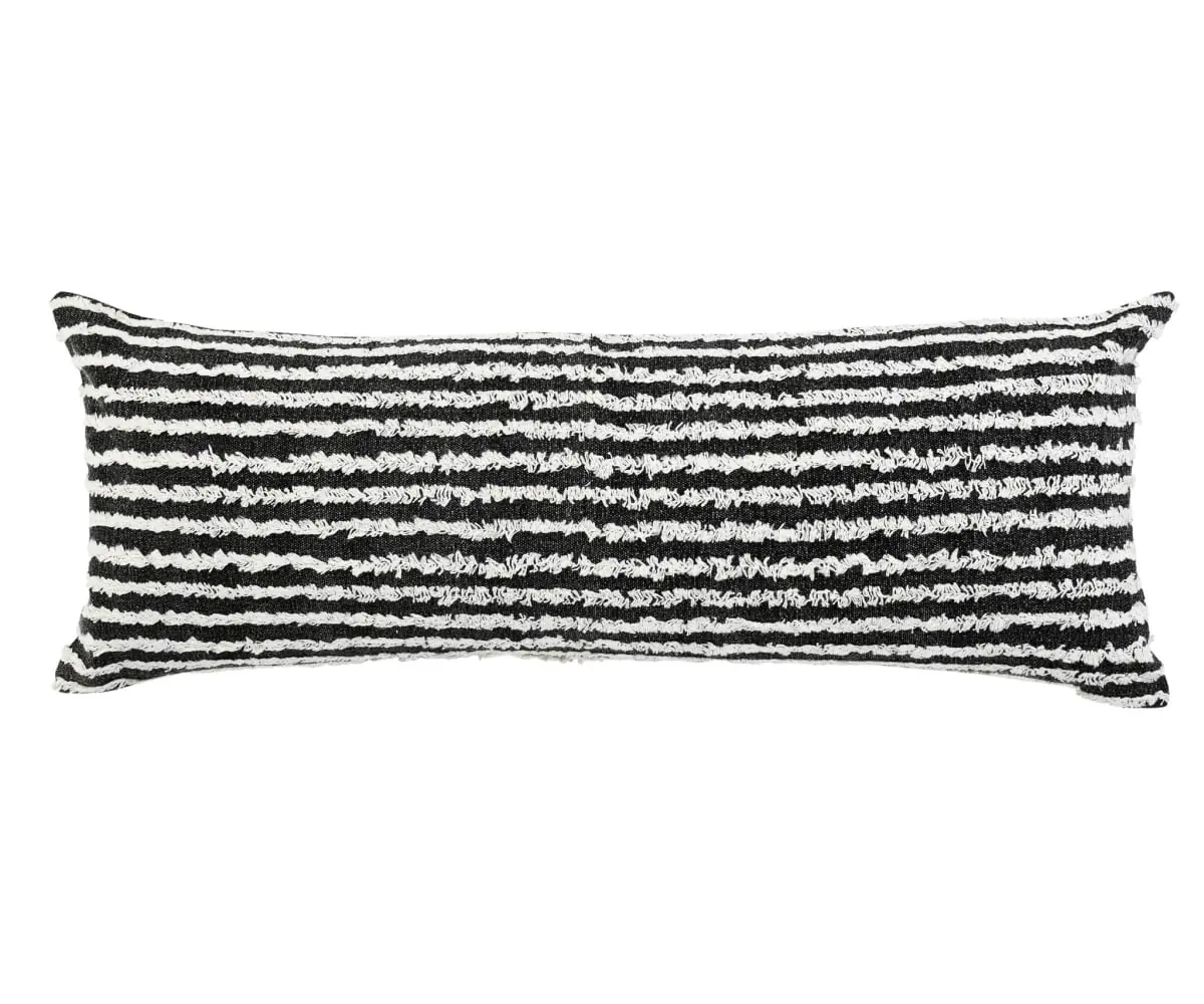 14 x 14 x 36 in. Black Striped Zippered 100 Percent Cotton Throw Pillow - Set of 2