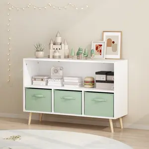 Collapsible Fabric Drawer Bookcase - Living Room Indoor Furniture, Shelves & Racks for Storage, Cabinet Organizer and Book Display