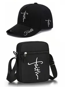 Geometric Pattern Print Set, Unisex Baseball Cap and Crossbody Bag, Street Fashion Outdoor Sports Hat and Bag, Adjustable, Gift for Friends