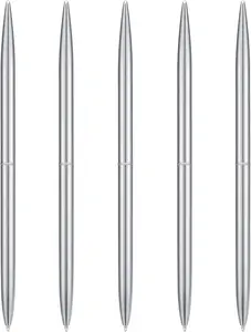 5 count Ballpoint Pen Set, Black Ink Slim Lightweight Smooth Writing Metal Pen, for Business Office Teacher Student Wedding Guest ()