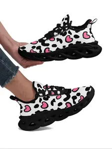 Women's Cute Letters Print Lace Up Platform Sneakers, Casual Comfortable Soft Sole Sports Running Shoes, All-match Round Toe Chunky Sneakers for Daily Wear