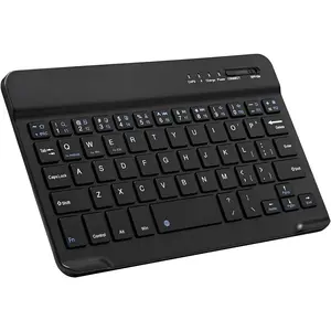 Ultra-Slim Bluetooth Keyboard Portable Mini Wireless Keyboard Rechargeable for Apple iPad iPhone Samsung Tablet Phone Smartphone iOS Android Windows (10 inch Black)