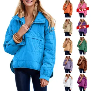 Women's Hooded Puffer Jacket Quilted Lightweight Winter Warm Pullover Padded Hoodies Coat