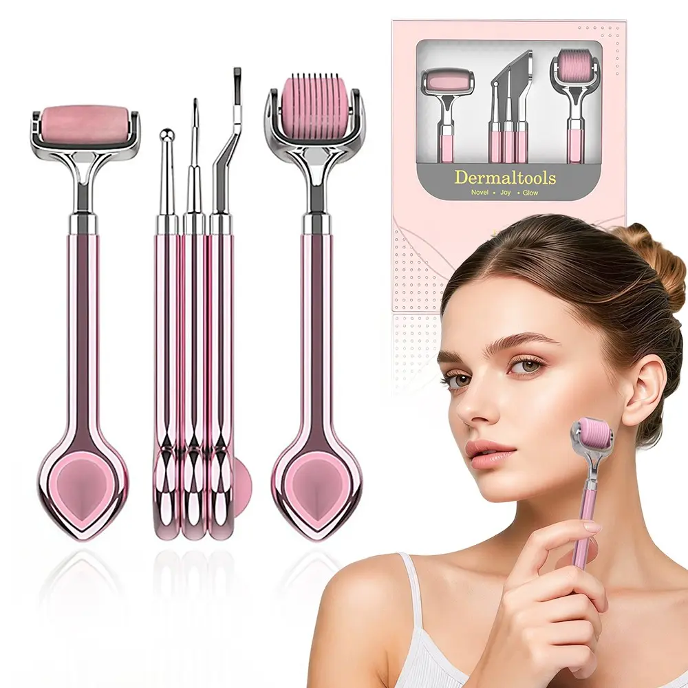 5pcs Beauty Tool Set Facial Care Kit with Topical Derma Roller and Acupressure Wand for Skincare Aesthetic Massager, Beauty Tools, Facial Beauty Massagers, Dermaroller