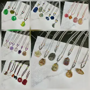 3 Bags+2Free Bags.Unique Handmade Design Carved Crystal Necklace