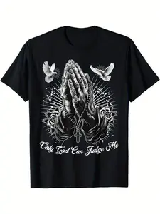 Only God Can Judge Me Prayer Hands Chicano Tattoo Doves T-Shirt