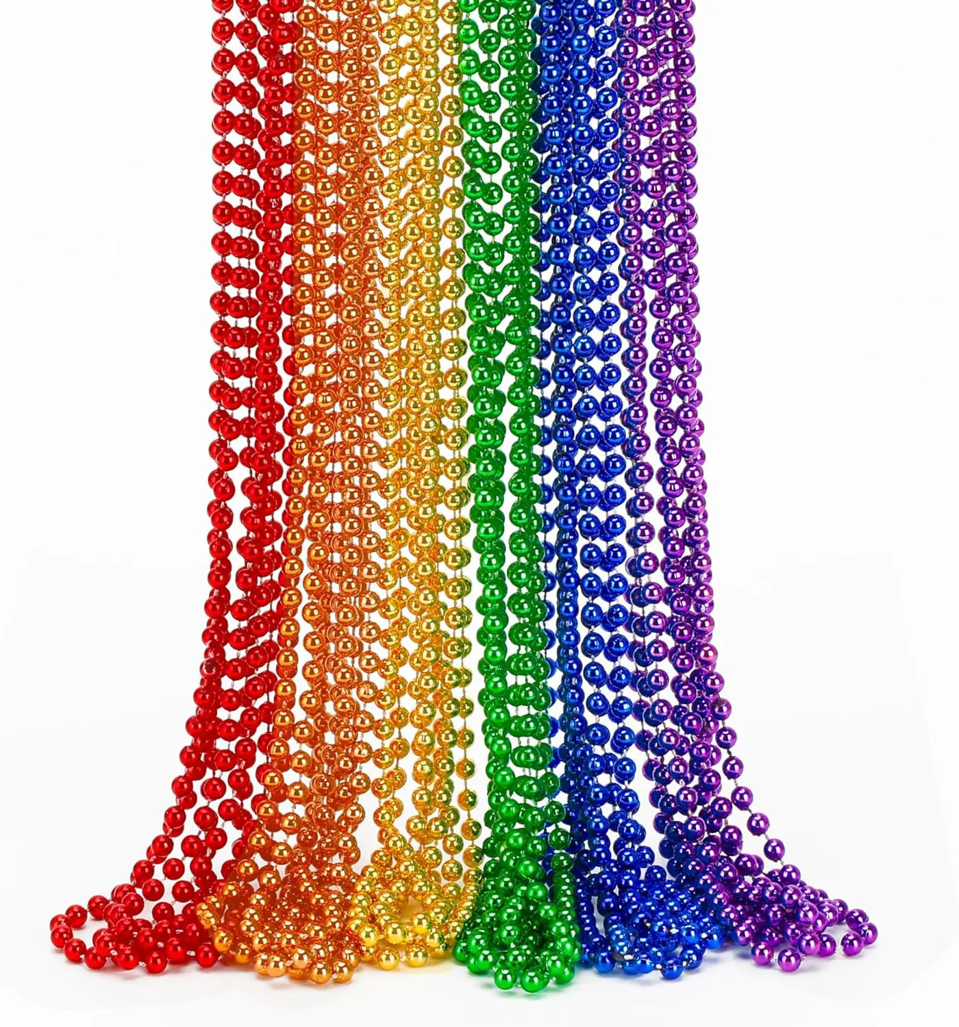 12PCS Metallic Rainbow Beads Necklaces - 6 Kinds LGBTQ Pride Bulk Accessories for Pride Month Parade, Party Favors