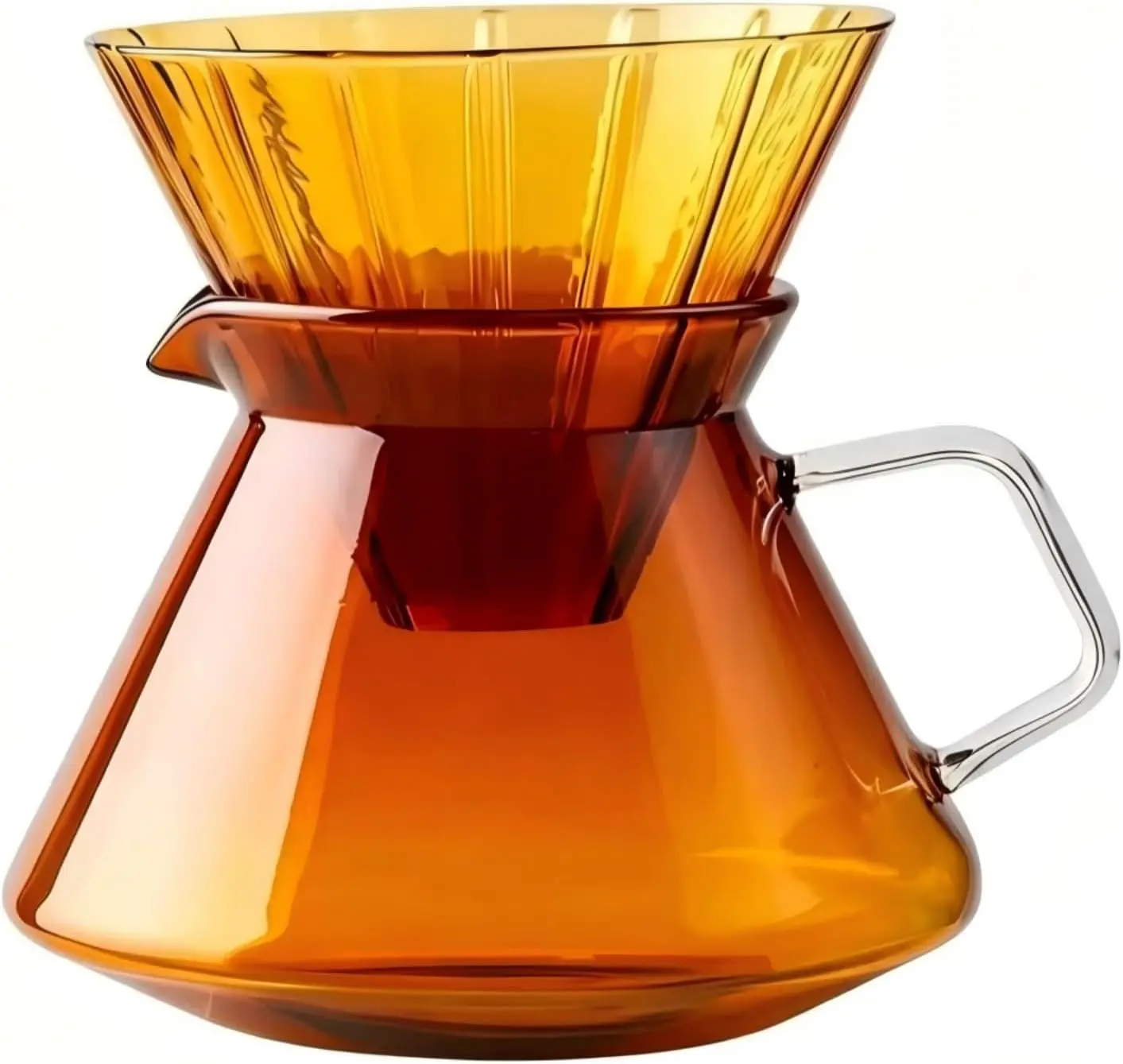 Amber Glass Pour Over Coffee Maker Set - Elegant Coffee Carafe with Coffee Pour Over Dripper, Modern Glass Coffee Maker for Manual Brewing, 20oz/600ml Coffee Pour Over Set