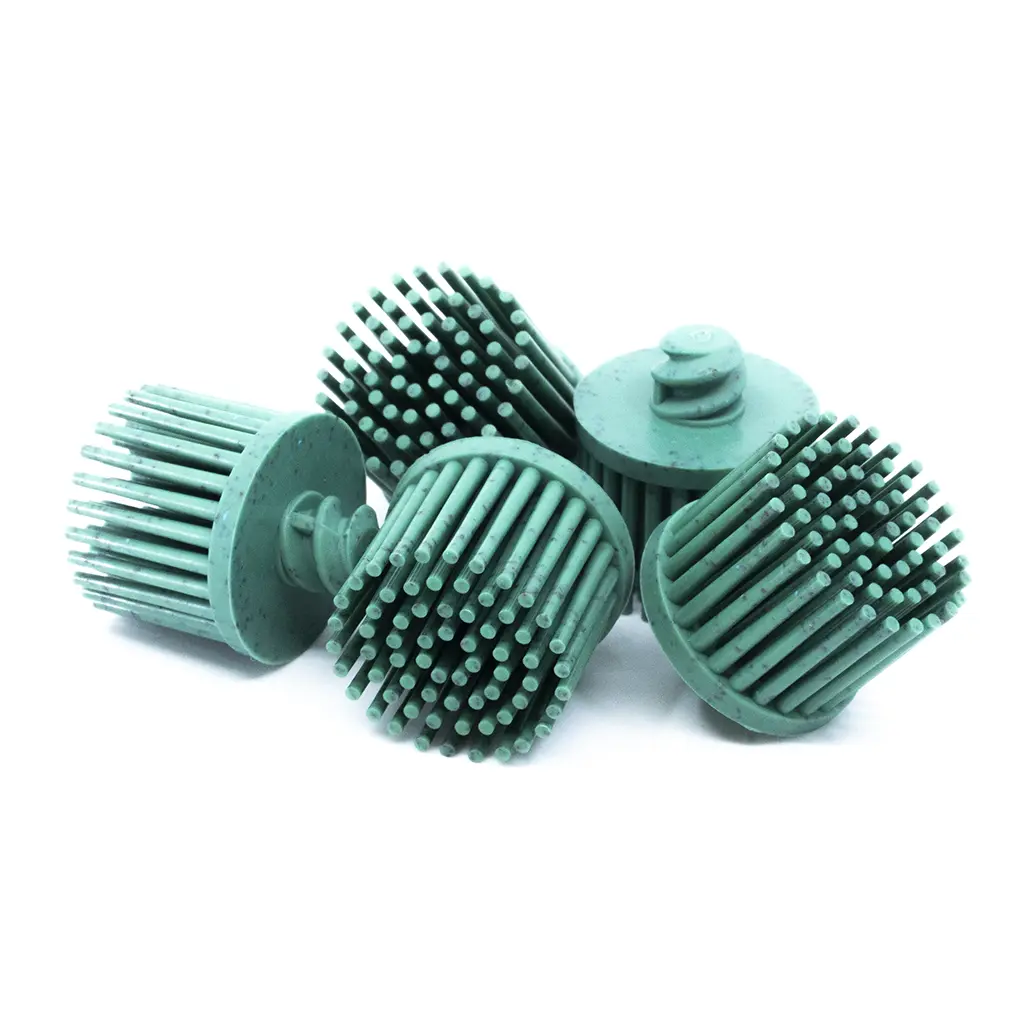 1” Bristle Brush Cleaning Tools with R-Type Shank, Quick-Change Pad, Scrub Brush Replacement - Aluminum Oxide Titanium Gadget for Rotary Drills (15,000-25,000 rpm) - Steel/Non-Ferrous Surface Prep, Light-Pressure Home Care Coating Removal (1 Piece)