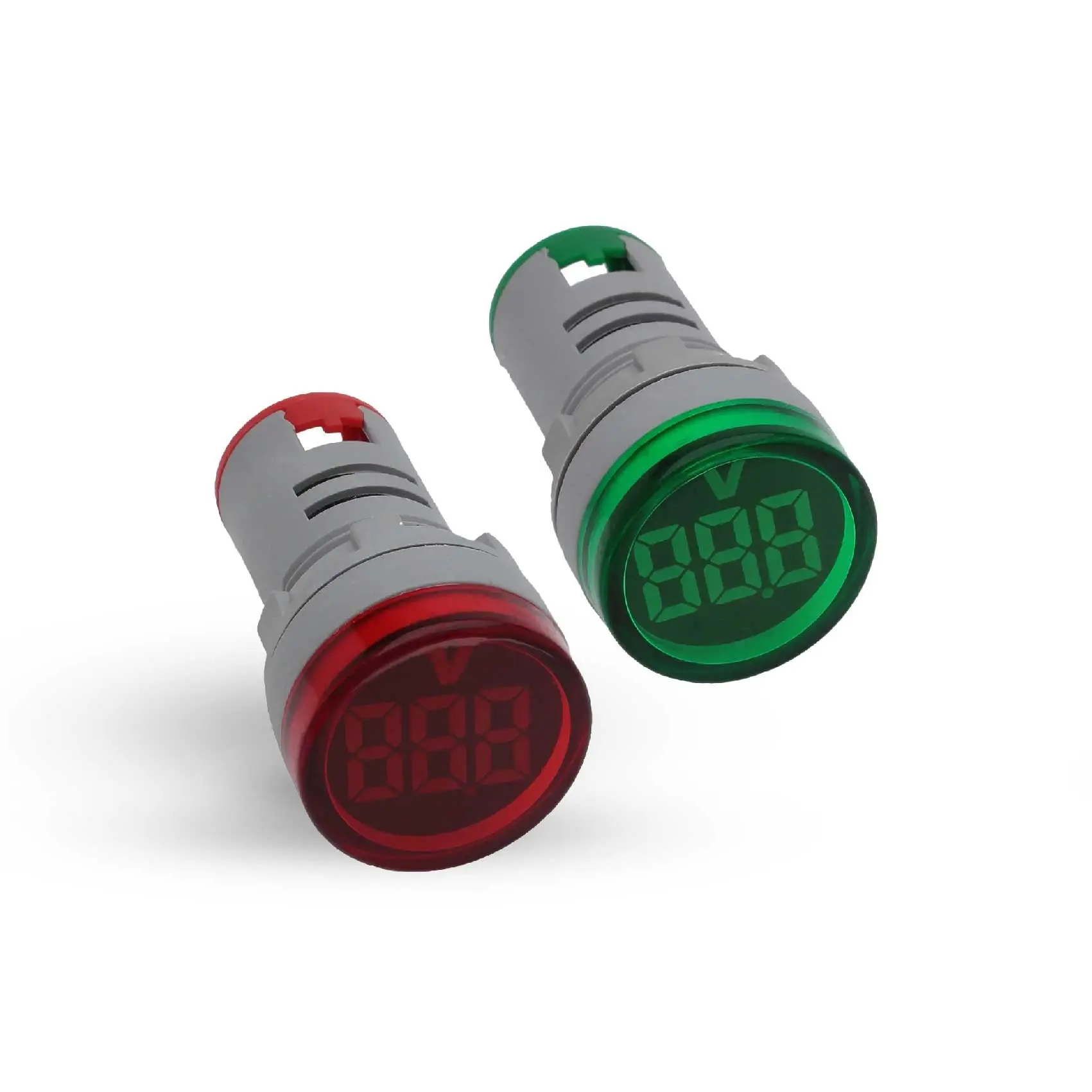 Shopcorp Round LED Voltage Meter Indicator - AC50-500V, 22 mm Digital Voltmeter