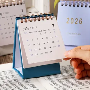 2026 Mini Desk Calendar – Monthly and Weekly Plans, 250 grams of thick paper, double-stitched binding, available in 7 colors (pink, blue, green, white). Suitable for organizing homes or offices, Office Organizer, Weekly Planner, office desk calendars.