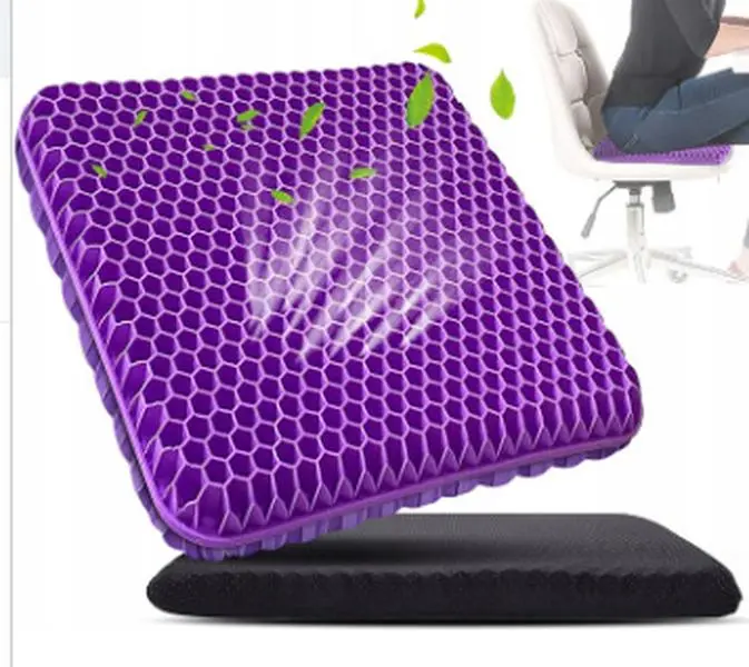 Double-Layer Extra-Thick Gel Seat Cushion — Honeycomb Breathable Pad  Ideal for Camping, Office Use, Car Travel, Wheelchairs, and Fishing — Non-Slip & Portable Chair Cushion | Designed for Outdoor Activities and Travel