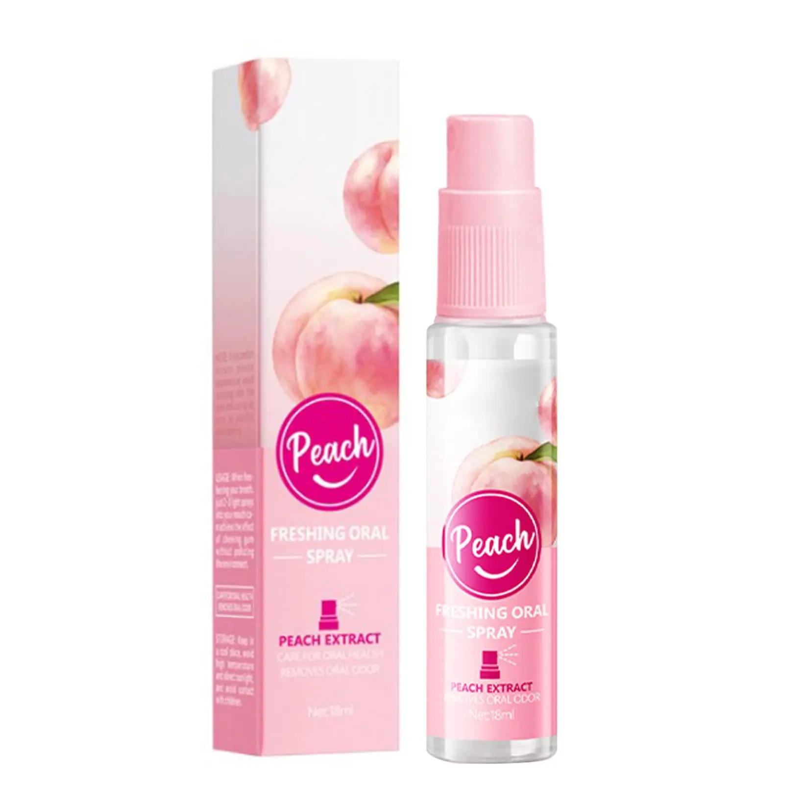 Peach Freshing Oral Spray 18ml Natural Sweet Peach Extract Mini Pocket Breath Freshener Spray Instantly Remove Oral Bad Odor Long Lasting Sweet Peach Fragrance Travel Dating Daily Oral Care Mouth Spray