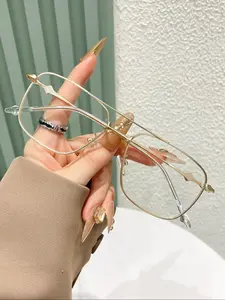 Fashion Metal Double Beam Eyeglasses, High Quality Eyewear, Casual Eyeglasses for Women & Men, Fashion Eyeglasses for Work, Daily Clothing Decor, Gifts for Her, Perfect for Student Daily Use, Fashionable Frames Glasses