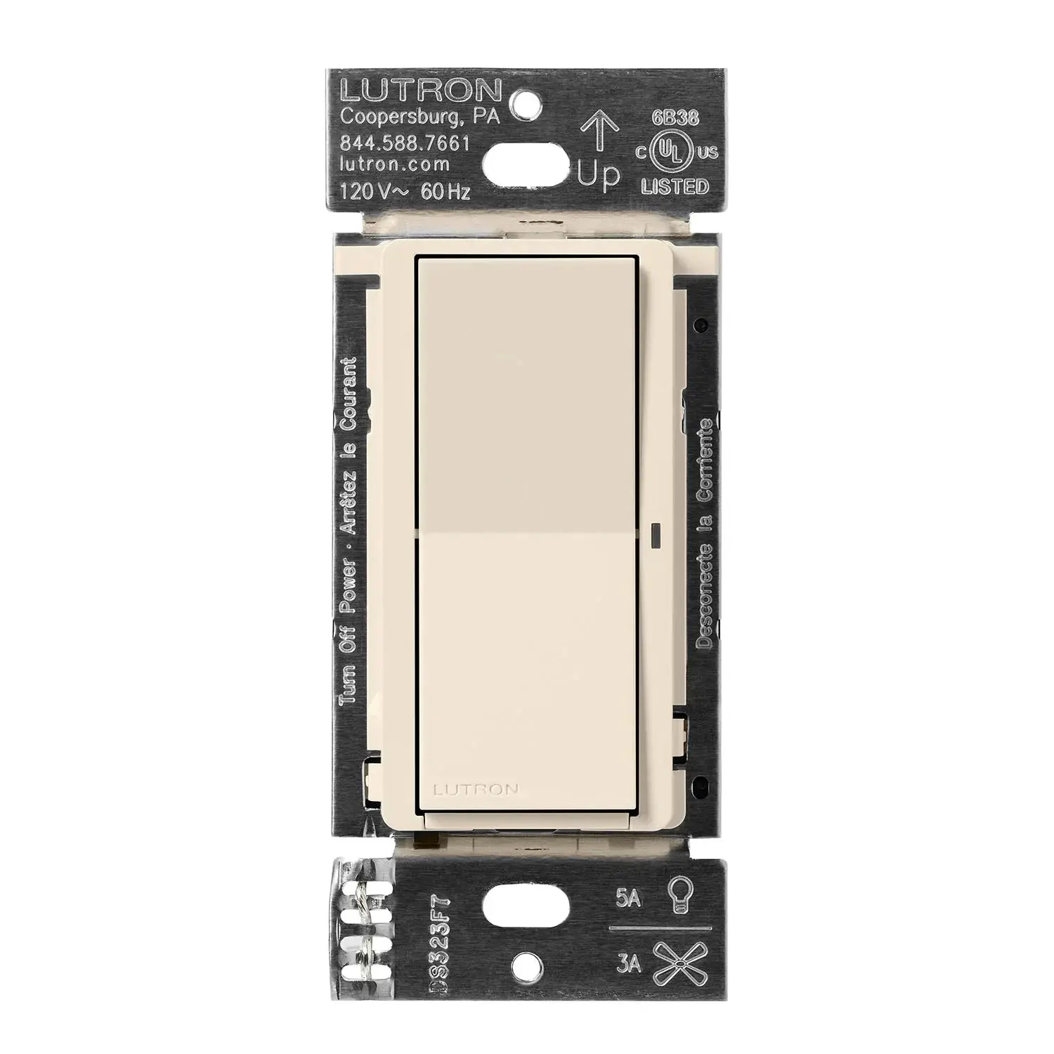 Lutron DVRF-5NS-LA Caseta Claro Smart Switch, 5A, Single-Pole/3-Way/Multi-Location, Light Almond
