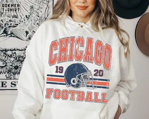 Vintage 90s Style Chicago Football Game Day Hoodie, Chicago Team Football Sunday Hoodie, Sport Chicago Football Hoodie