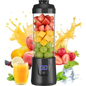 Portable Blender Smoothies and Shakes, Personal Juicer 14 OZ  Portable Cups, USB-C Rechargeable, Dishwasher Safe  - Mini Small Blenders Cup Fits , Office, Gym, Travel