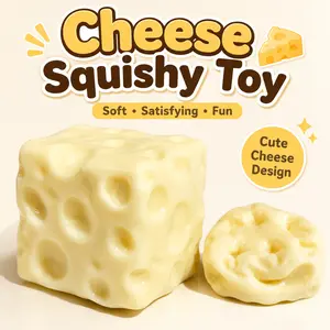 Squishy Cheese Block - Yellow, moldable fidget Toy with Squeeze Feature, Ideal for Play and Relaxation Giant Cheese Squishy - 5/6/7cm Moldable Non-Rebound & Slow Rebound Fidget Toy