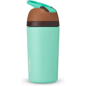 Kids flip insulated stainlesssteel water bottle with straw and locking lid 14ounce brownteal mint chocolate chip