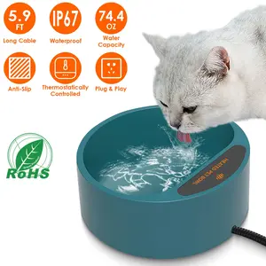 1Pc Heated Water Bowl for Dog Cat 74.4OZ IP67 Waterproof Thermal Pet Water Dish Heated Pet Bowl Dog Cat Rabbit Pet Water Feeder Bowl
