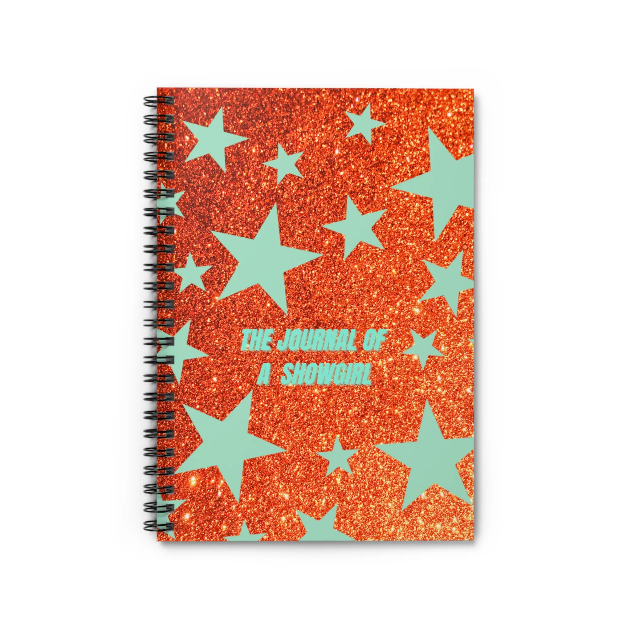 he Journal of a Showgirl | Orange Glitter Notebook with Stars | Sparkly Showgirl Diary | Glam Journal Gift 6x8 inch