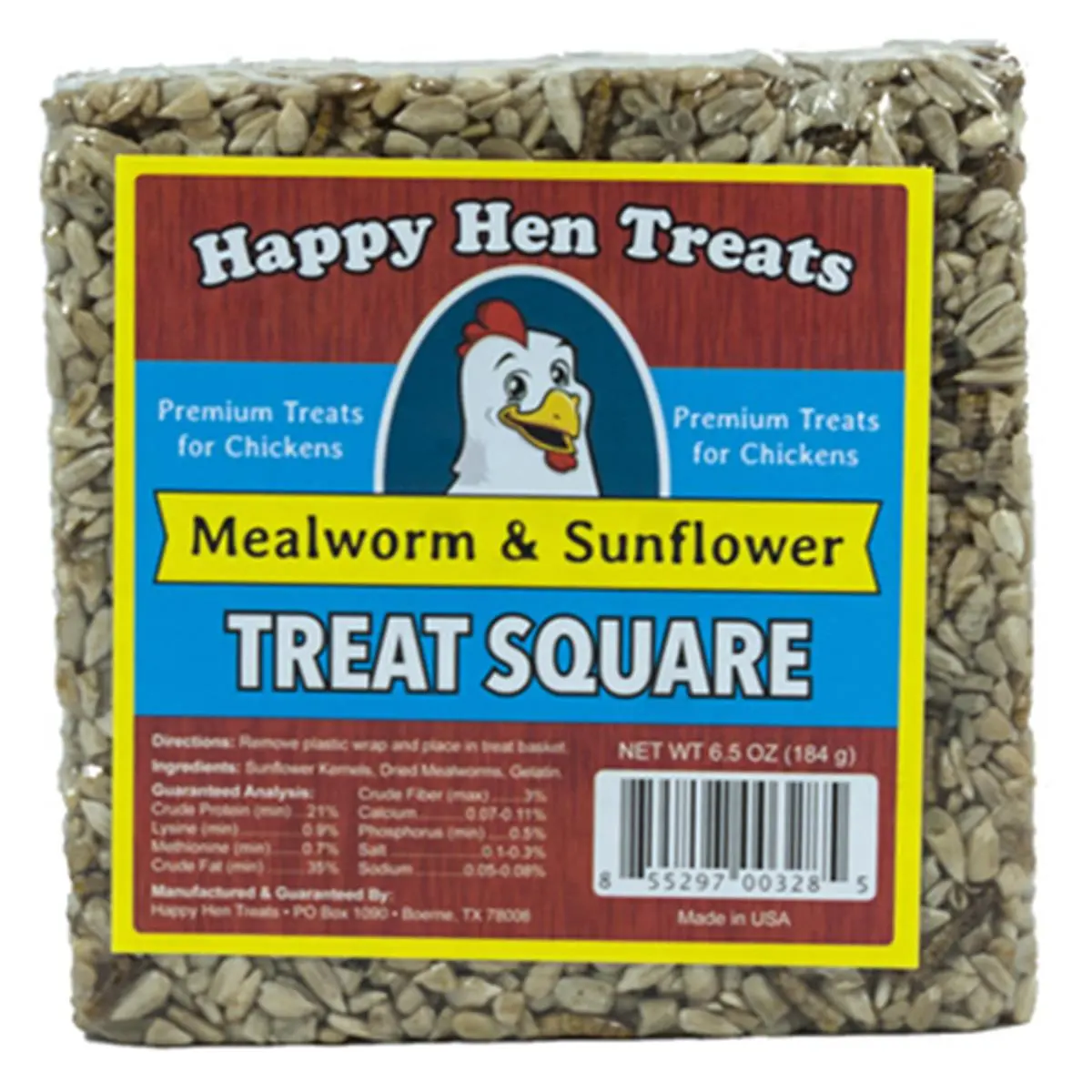 212 MAIN Happy Hen Mealworm & Sunflower Square Bird Treats, 6.5 oz High Protein Natural Mix with Sunflower Seeds, Nutritious Boredom-Reducing Pet Snack, High Protein Treats