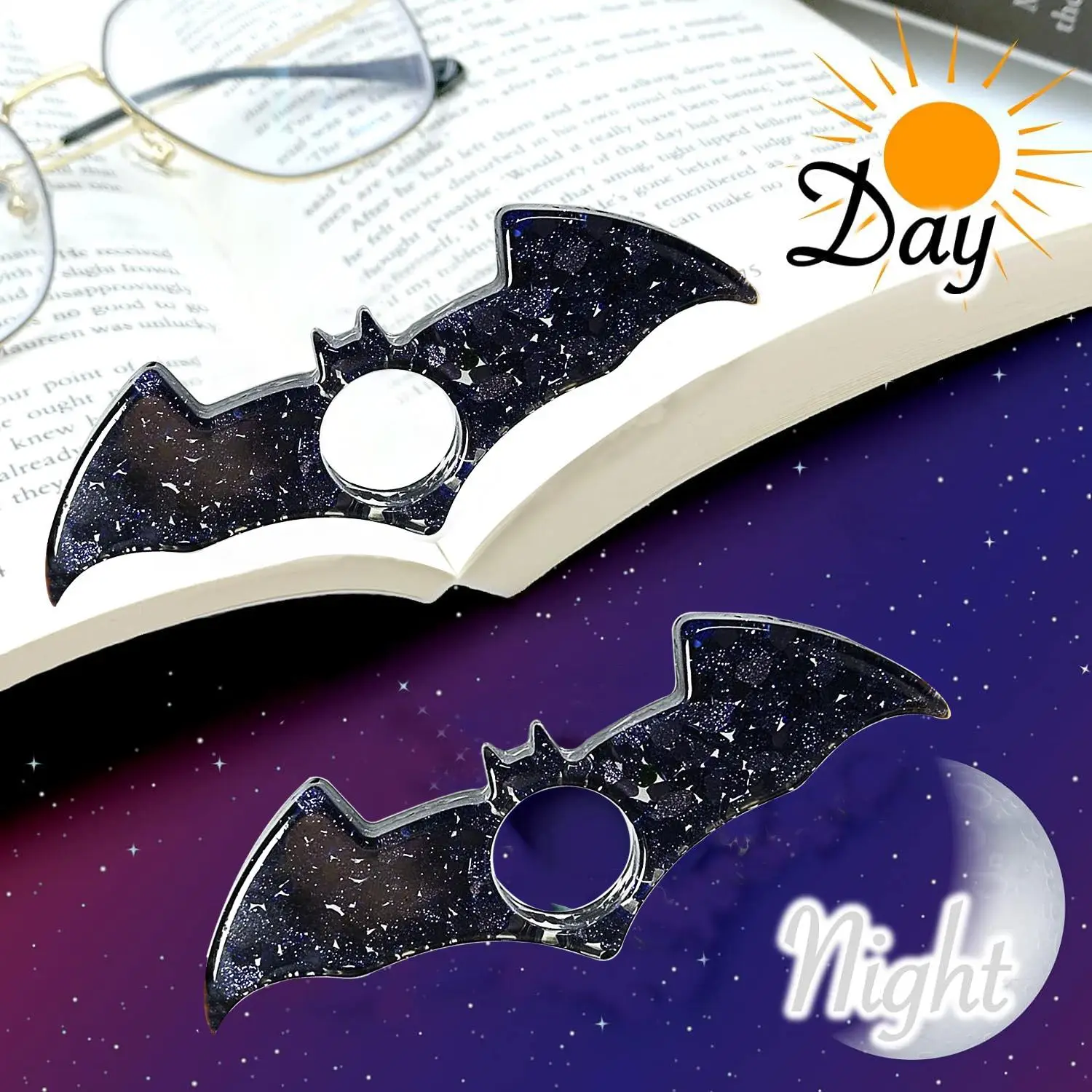 Bat Design Book Page Holder, 1 Count Acrylic Thumb Bookmark Holder, Book Reading Accessories for Book Lovers & Teacher & Student, Bookworm Gift