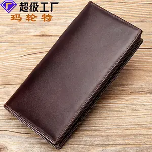 Qianlai Cross-Border Wholesale Men's Long Genuine Leather Wallet Multi-Card Slot Business Coin Purse Cowhide Dollar Clip
