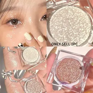 [Monochrome Eye Shadow] Long-lasting Monochrome Eye Shadow | Sparkling and Dynamic Glitter, Metallic Multi-purpose Delicate Non-fading Eyeshadow Highlighter, Silvery and Golden Sequin Large Capacity