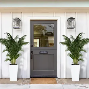 Set of 4 Tall Black Planters - 16" High Modern Resin Flower Pots for Outdoor & Indoor Use - Drainage Holes, Water Level Monitor, Removable Inner Bucket - Ideal for Front Porch, Patio, Garden, Home Decor
