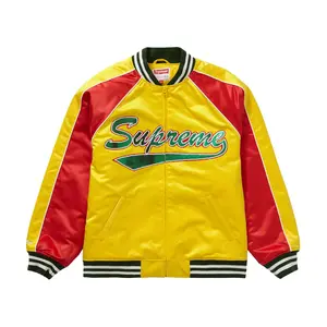 992631 Supreme Mitchell & Ness Sequin Logo Varsity Jacket Gold