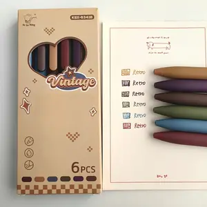 6/12pcs Retro Dopamine Colorful Click Pens, 0.5mm Fast-Drying, Smooth Writing, Ink, Office Supplies, Holiday Gifts