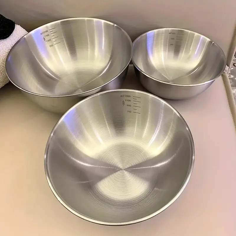 3pcs/9Pcs Stainless Steel Mixing Bowls - Scratch-Resistant, Kitchen Utensils, Cooking Utensils, Camping Cooking Utensils, Camping Kitchenware, Camping Cooking Equipment, Ideal for Holidays, Kitchen Accessories