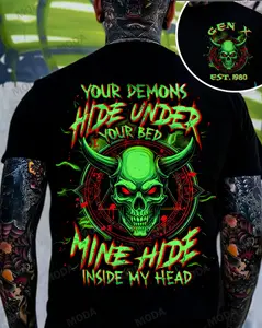 Chaosmoda Generation X Your Demons Hide Under Your Bed Custom Year Skull T-shirt