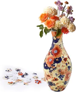 3D Puzzle Vase Unique Flower Vase for Adults Made by 160 Curved Plastic Puzzle Relax Puzzles for Adults DIY Jigsaw Creative Gift for Parents & Housewarming 9.6 x 4.3 inches with Stand and Water Column