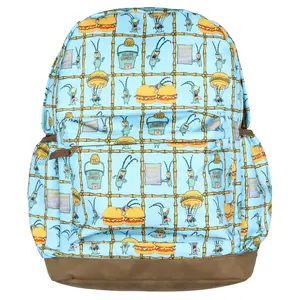 Nickelodeon SpongeBob SquarePants Backpack Plankton Chum Bucket Patties 16" Laptop School Bag Faux Leather Bottom Bookbag