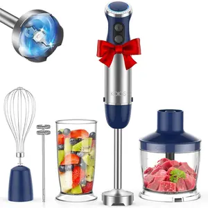 5-in-1 Hand Immersion Blender, 12 Speed Adjustable Emulsifier Handheld Blender, 1000W Copper Motor Stainless Steel Blade Hand Mixer with attachments, Blue