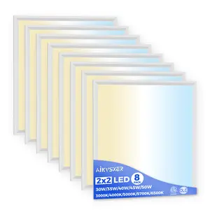 8 Pack 2x2 LED Flat Panel Light - Selectable 5 CCT 3000K-6500K & 5 Wattage 30-50W 5500Lm 0-10V Dimmable 2x2 led Drop Ceiling Lights 120-277V for Commercial and Home