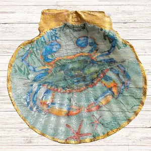 "The Sea Crab" Decoupage Scallop Shell
