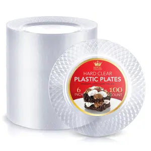 Stock Your Home Premium Clear Plastic Dessert Plates, 6